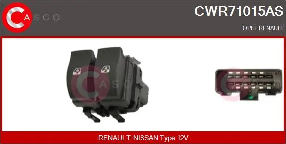 Schalter, Fensterheber 12 V fahrerseitig CASCO CWR71015AS