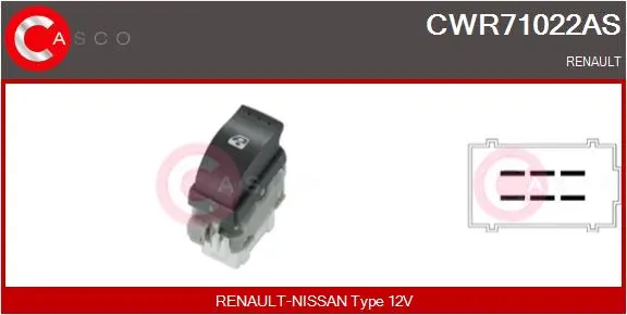 Schalter, Fensterheber 12 V beifahrerseitig CASCO CWR71022AS