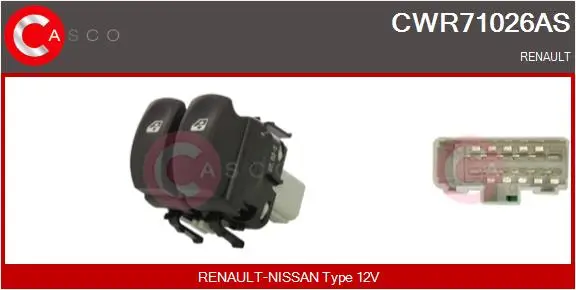 Schalter, Fensterheber 12 V fahrerseitig CASCO CWR71026AS