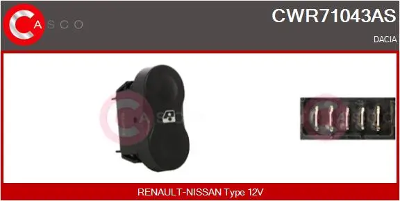 Schalter, Fensterheber 12 V fahrerseitig CASCO CWR71043AS