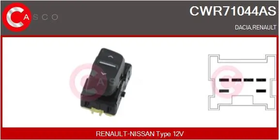 Schalter, Fensterheber 12 V beifahrerseitig CASCO CWR71044AS