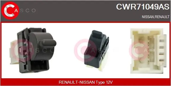 Schalter, Fensterheber 12 V hinten CASCO CWR71049AS