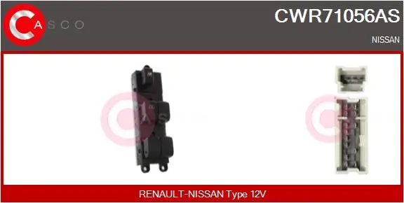 Schalter, Fensterheber 12 V vorne CASCO CWR71056AS