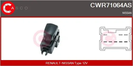 Schalter, Fensterheber 12 V hinten CASCO CWR71064AS Bild Schalter, Fensterheber 12 V hinten CASCO CWR71064AS