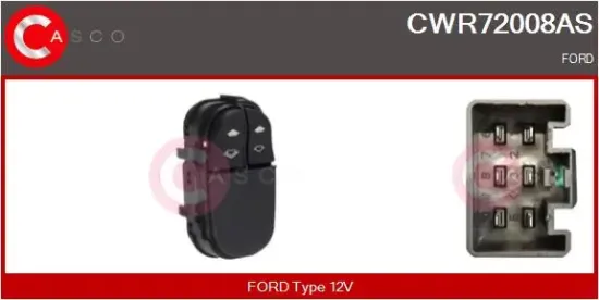 Schalter, Fensterheber 12 V fahrerseitig CASCO CWR72008AS Bild Schalter, Fensterheber 12 V fahrerseitig CASCO CWR72008AS