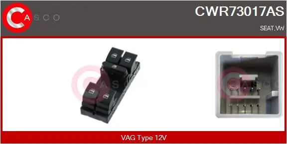 Schalter, Fensterheber 12 V fahrerseitig CASCO CWR73017AS