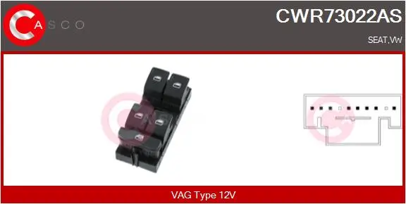 Schalter, Fensterheber 12 V fahrerseitig CASCO CWR73022AS