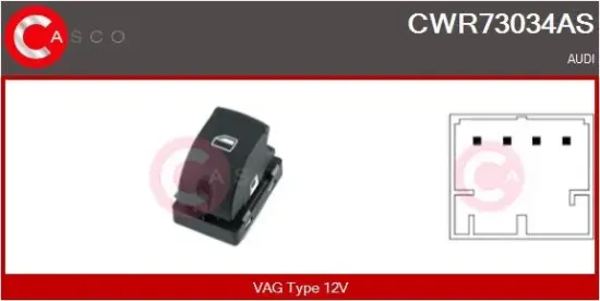 Schalter, Fensterheber 12 V beifahrerseitig CASCO CWR73034AS Bild Schalter, Fensterheber 12 V beifahrerseitig CASCO CWR73034AS