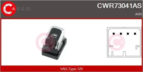 Schalter, Fensterheber 12 V beifahrerseitig CASCO CWR73041AS Bild Schalter, Fensterheber 12 V beifahrerseitig CASCO CWR73041AS