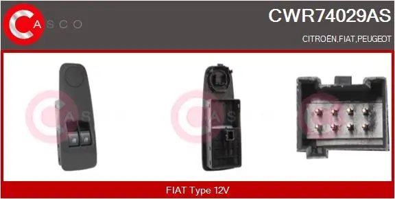 Schalter, Fensterheber 12 V fahrerseitig CASCO CWR74029AS