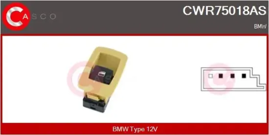 Schalter, Fensterheber 12 V beifahrerseitig CASCO CWR75018AS Bild Schalter, Fensterheber 12 V beifahrerseitig CASCO CWR75018AS
