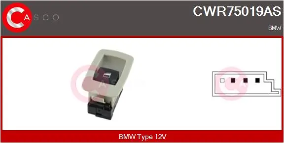Schalter, Fensterheber 12 V beifahrerseitig CASCO CWR75019AS