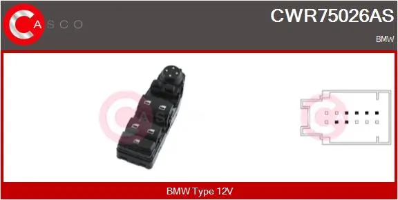 Schalter, Fensterheber 12 V fahrerseitig CASCO CWR75026AS