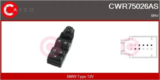 Schalter, Fensterheber 12 V fahrerseitig CASCO CWR75026AS Bild Schalter, Fensterheber 12 V fahrerseitig CASCO CWR75026AS