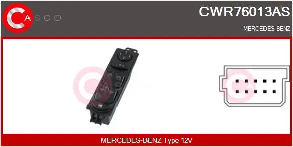 Schalter, Fensterheber 12 V fahrerseitig CASCO CWR76013AS