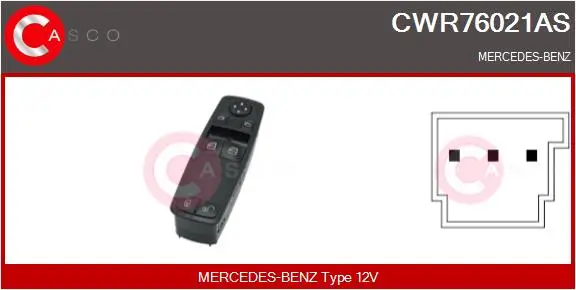 Schalter, Fensterheber 12 V fahrerseitig CASCO CWR76021AS
