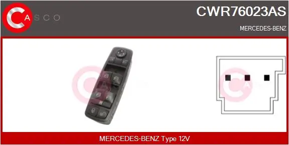 Schalter, Fensterheber 12 V fahrerseitig CASCO CWR76023AS
