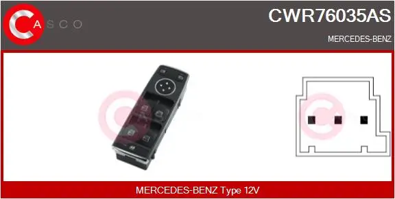 Schalter, Fensterheber 12 V fahrerseitig CASCO CWR76035AS
