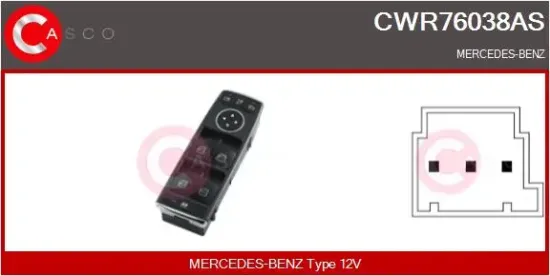 Schalter, Fensterheber 12 V fahrerseitig CASCO CWR76038AS Bild Schalter, Fensterheber 12 V fahrerseitig CASCO CWR76038AS