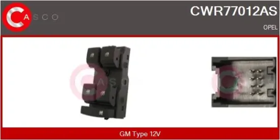 Schalter, Fensterheber 12 V fahrerseitig CASCO CWR77012AS Bild Schalter, Fensterheber 12 V fahrerseitig CASCO CWR77012AS