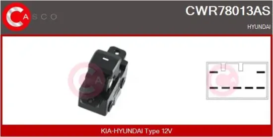 Schalter, Fensterheber 12 V beifahrerseitig CASCO CWR78013AS Bild Schalter, Fensterheber 12 V beifahrerseitig CASCO CWR78013AS