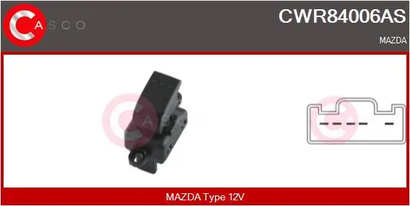 Schalter, Fensterheber 12 V beifahrerseitig CASCO CWR84006AS