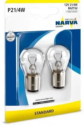 Glühlampe, Brems-/Schlusslicht 12 V 21/4 W P21/4W NARVA 178814000