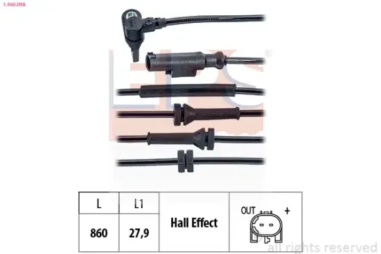 Sensor, Raddrehzahl EPS 1.960.098 Bild Sensor, Raddrehzahl EPS 1.960.098