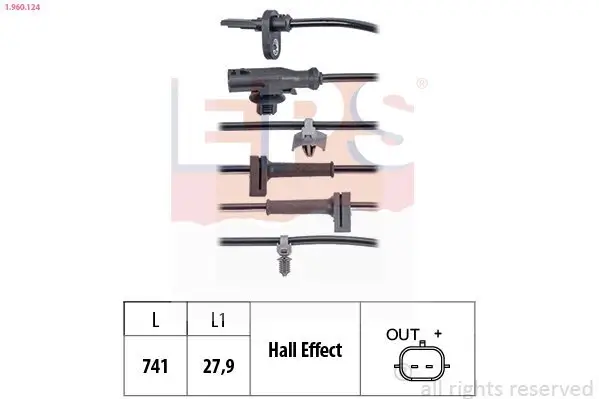 Sensor, Raddrehzahl EPS 1.960.124