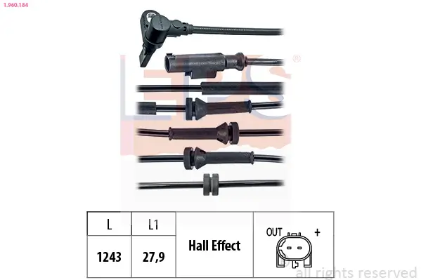 Sensor, Raddrehzahl EPS 1.960.184
