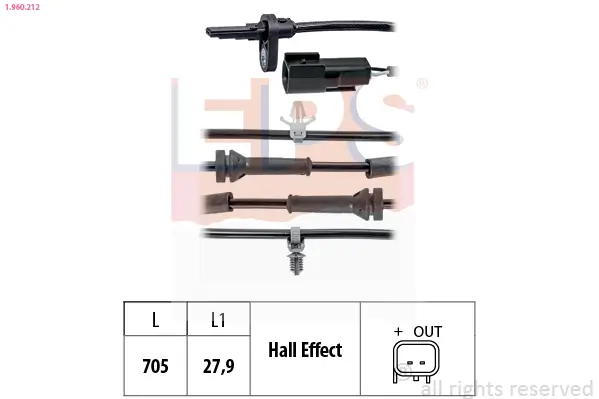 Sensor, Raddrehzahl EPS 1.960.212
