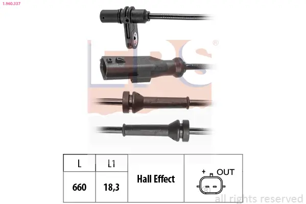 Sensor, Raddrehzahl EPS 1.960.337