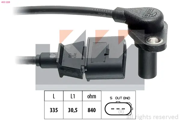 Sensor, Motordrehzahl KW 453 220