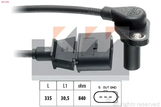 Sensor, Motordrehzahl KW 453 220 Bild Sensor, Motordrehzahl KW 453 220