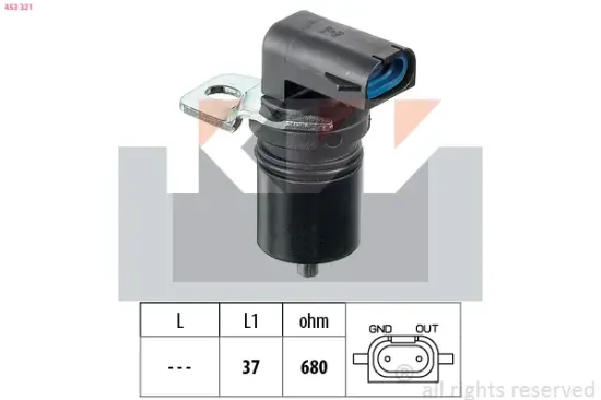 Sensor, Motordrehzahl KW 453 321 Bild Sensor, Motordrehzahl KW 453 321