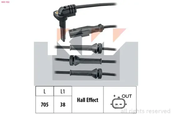 Sensor, Raddrehzahl KW 460 102 Bild Sensor, Raddrehzahl KW 460 102