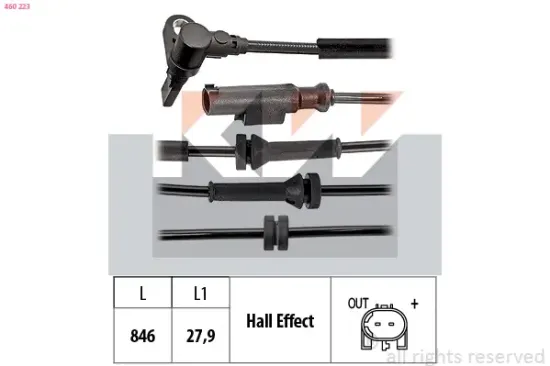 Sensor, Raddrehzahl KW 460 223 Bild Sensor, Raddrehzahl KW 460 223