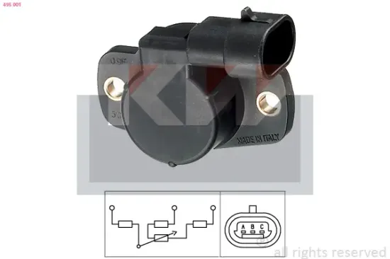 Sensor, Drosselklappenstellung KW 495 001 Bild Sensor, Drosselklappenstellung KW 495 001