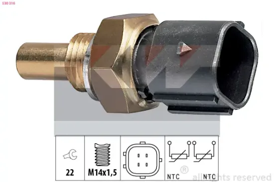 Sensor, Kühlmitteltemperatur KW 530 316 Bild Sensor, Kühlmitteltemperatur KW 530 316