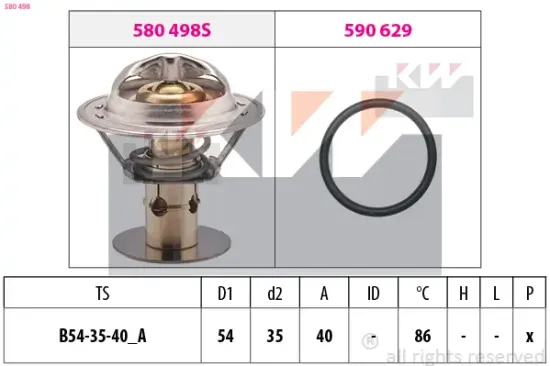 Thermostat, Kühlmittel KW 580 498 Bild Thermostat, Kühlmittel KW 580 498