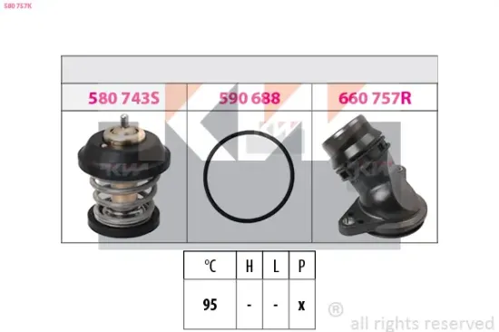 Thermostat, Kühlmittel KW 580 757K Bild Thermostat, Kühlmittel KW 580 757K