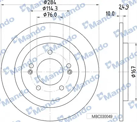 Bremsscheibe Hinterachse MANDO MBC030049 Bild Bremsscheibe Hinterachse MANDO MBC030049