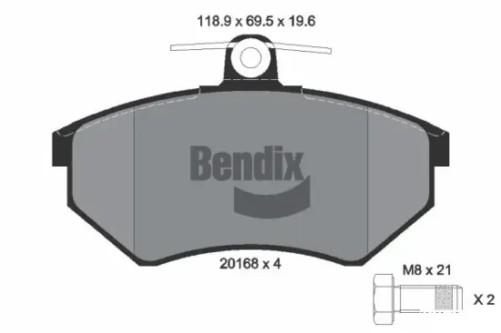 Bremsbelagsatz, Scheibenbremse Vorderachse BENDIX Braking BPD1284 Bild Bremsbelagsatz, Scheibenbremse Vorderachse BENDIX Braking BPD1284