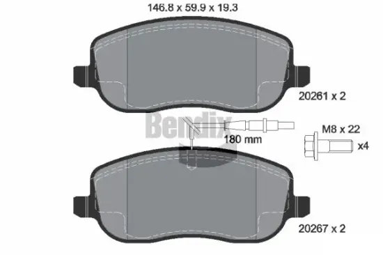 Bremsbelagsatz, Scheibenbremse Vorderachse BENDIX Braking BPD1128 Bild Bremsbelagsatz, Scheibenbremse Vorderachse BENDIX Braking BPD1128