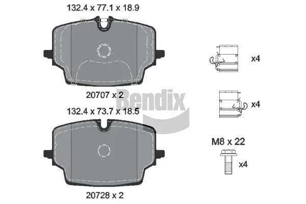 Bremsbelagsatz, Scheibenbremse Vorderachse BENDIX Braking BPD2559