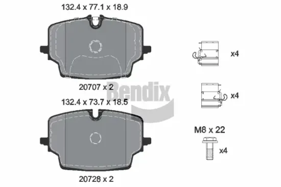 Bremsbelagsatz, Scheibenbremse Vorderachse BENDIX Braking BPD2559 Bild Bremsbelagsatz, Scheibenbremse Vorderachse BENDIX Braking BPD2559