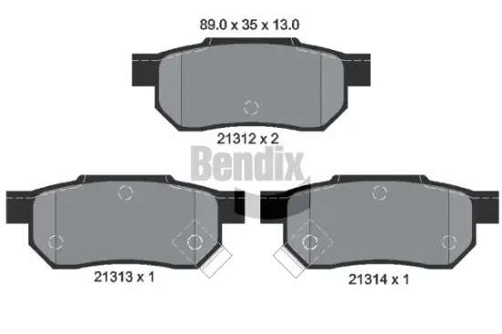 Bremsbelagsatz, Scheibenbremse Hinterachse BENDIX Braking BPD1780 Bild Bremsbelagsatz, Scheibenbremse Hinterachse BENDIX Braking BPD1780