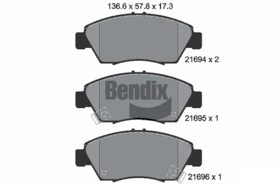 Bremsbelagsatz, Scheibenbremse Vorderachse BENDIX Braking BPD1834 Bild Bremsbelagsatz, Scheibenbremse Vorderachse BENDIX Braking BPD1834