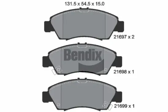 Bremsbelagsatz, Scheibenbremse Vorderachse BENDIX Braking BPD1327 Bild Bremsbelagsatz, Scheibenbremse Vorderachse BENDIX Braking BPD1327