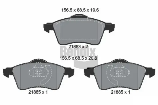 Bremsbelagsatz, Scheibenbremse Vorderachse BENDIX Braking BPD1858 Bild Bremsbelagsatz, Scheibenbremse Vorderachse BENDIX Braking BPD1858